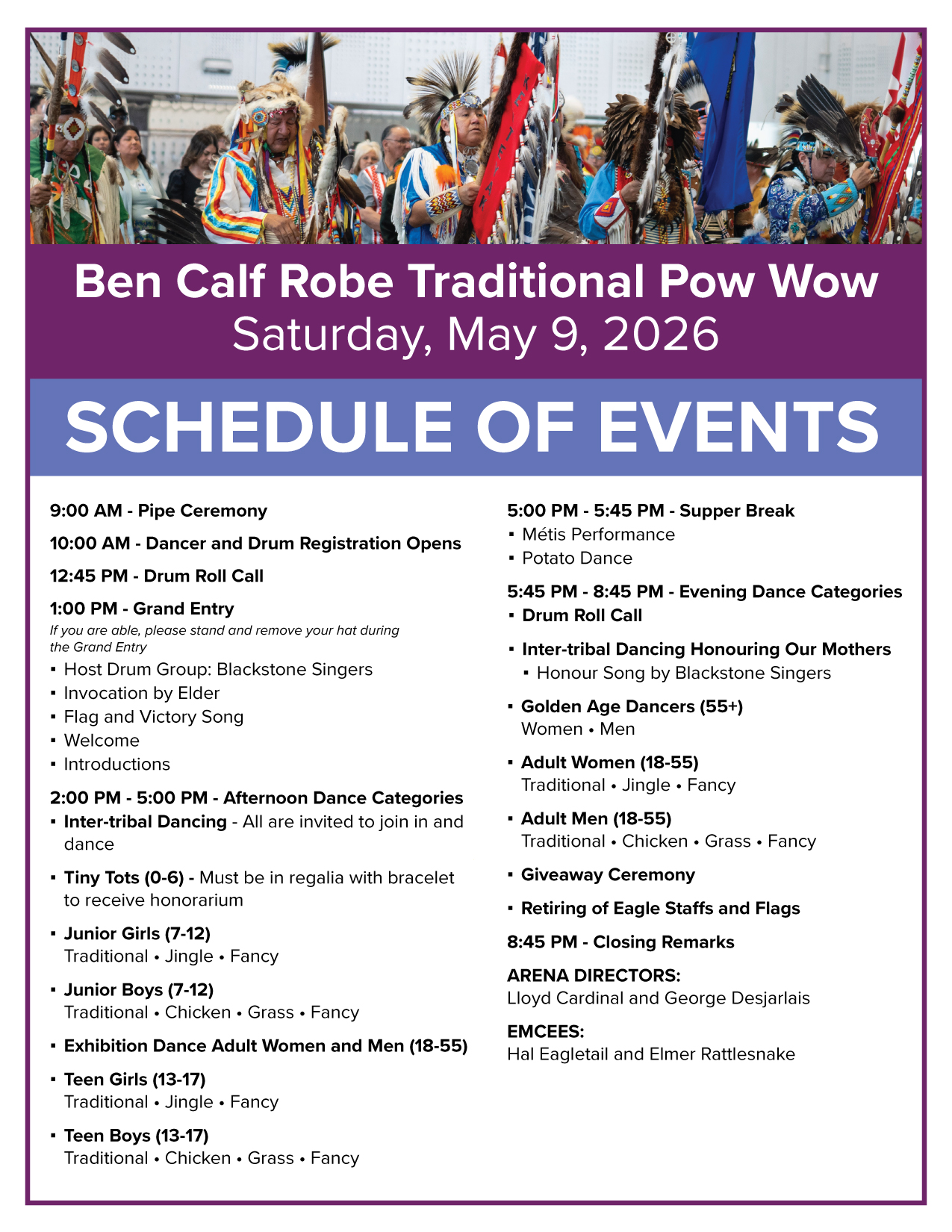 BCR Pow Wow Schedule of Events